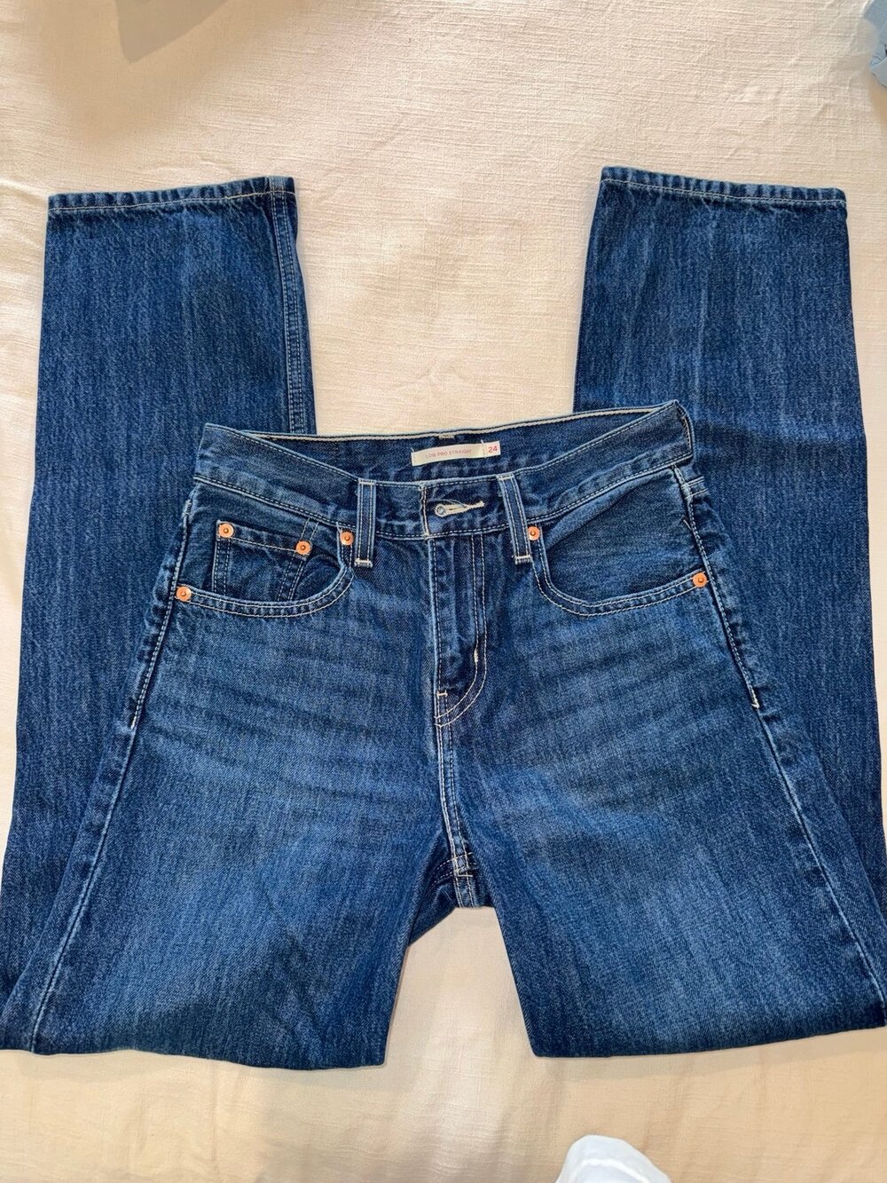 Levi’s Low Pro Straight Leg Jeans Dark Wash Low Rise Size 24